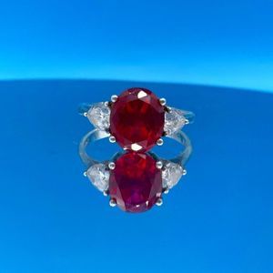 Lab Grown Ruby Sterling Silver Ring
